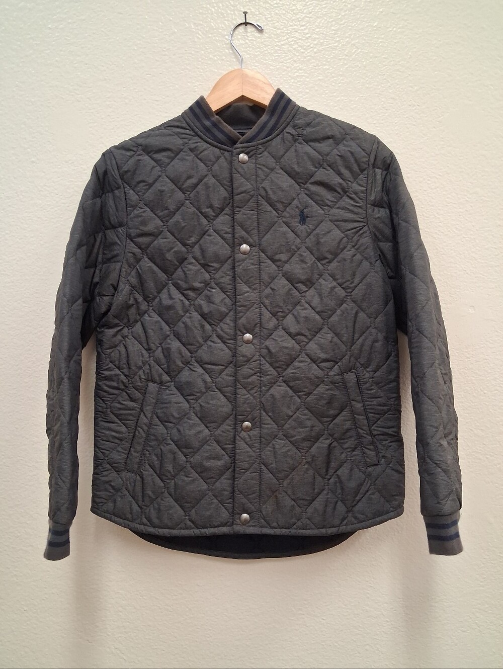 Polo Ralph Lauren Boys Gray Quilted Puffer Jacket Size L (14-16)